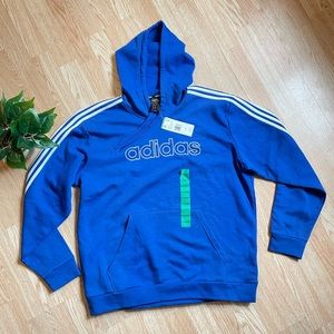 NWT Adidas Men’s Stripped Pullover Hoodie Size XL Color Blue